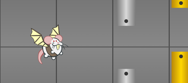 Nifty flying between metallic barriers in Flappy Nifty